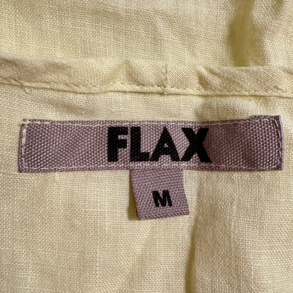 FLAX 100% Washable Linen Yellow Green Peplum Top - Picture 4 of 8